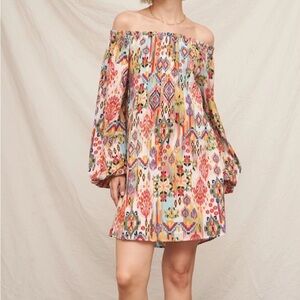 NWT En Crème Colorful Off-Shoulder Bohemian Dress